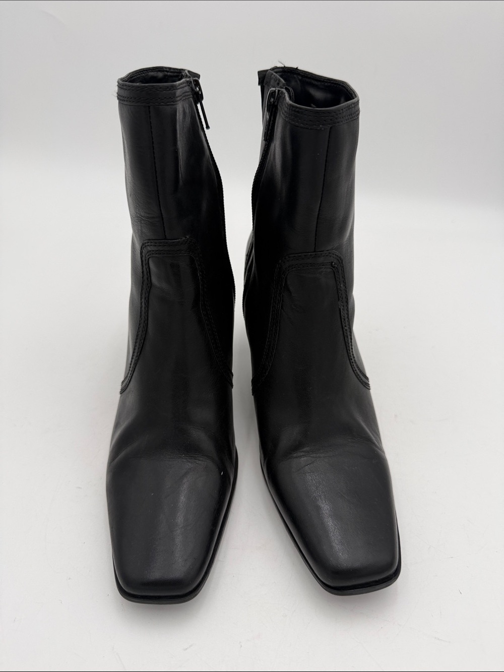 Style &co Black Leather Women Ankle Boots - Classic Square Toe women 8M Y2K fall - Picture 3 of 14